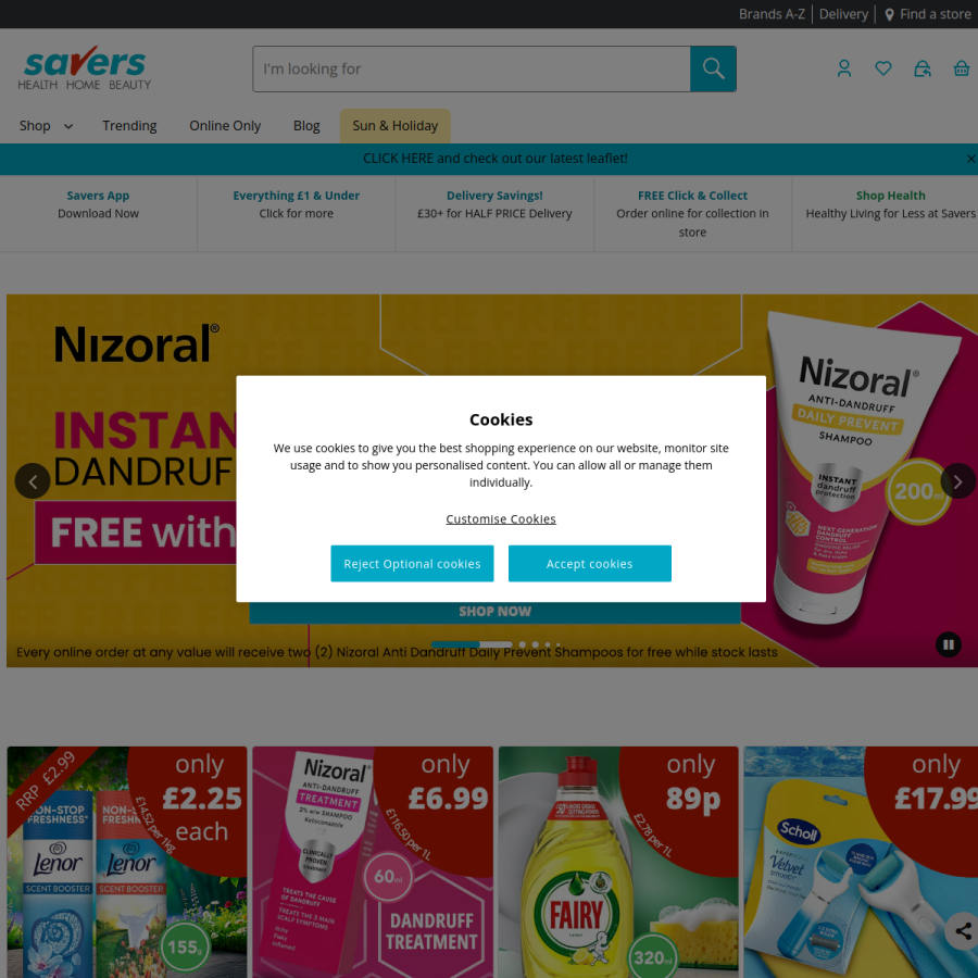 savers.co.uk homepage screenshot