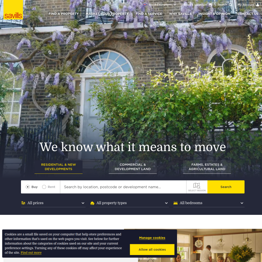 savills.co.uk homepage screenshot