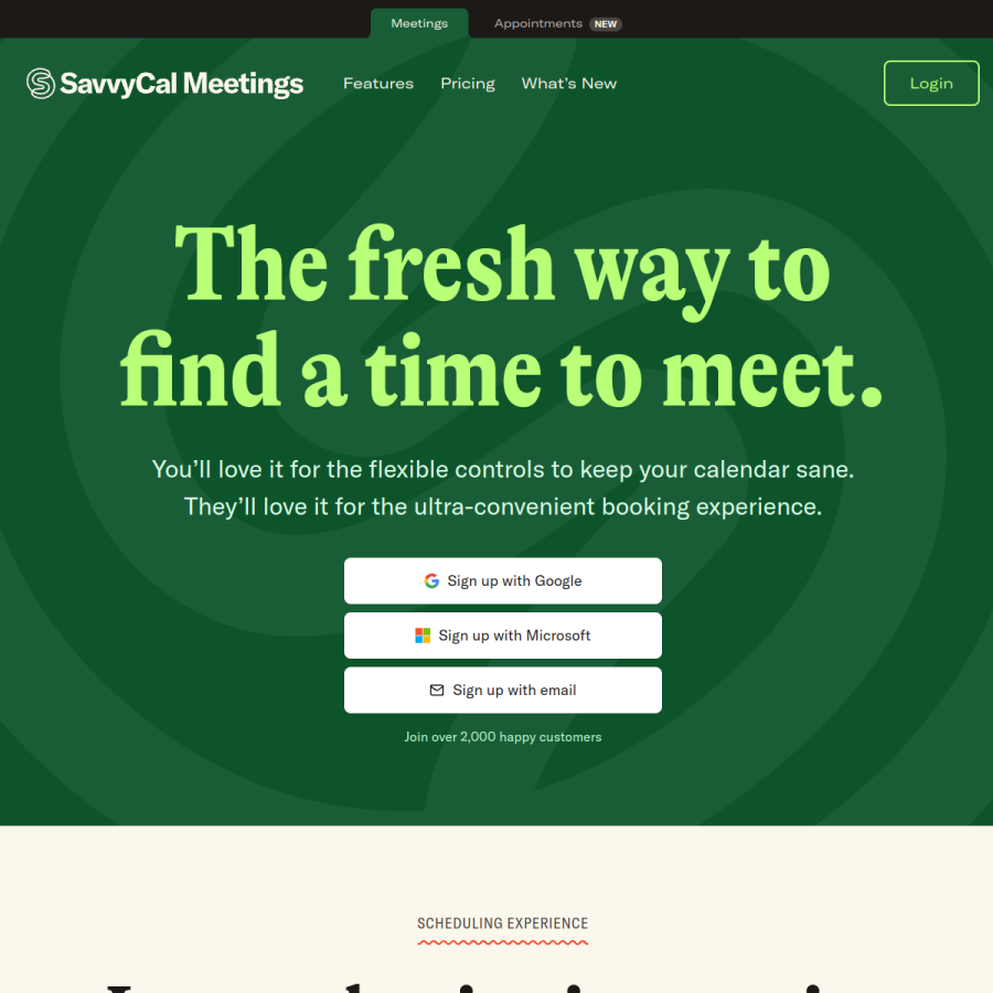 savvycal.com homepage screenshot