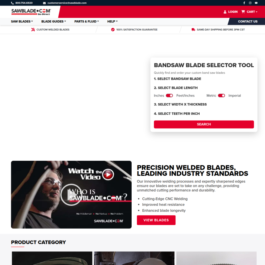 sawblade.com homepage screenshot