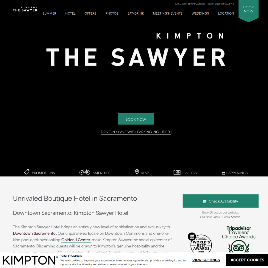 sawyerhotel.com homepage screenshot