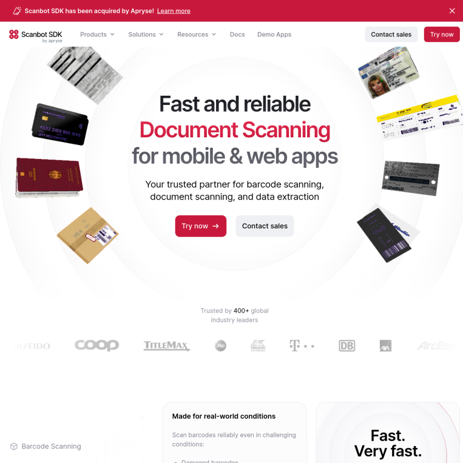 scanbot.io homepage screenshot