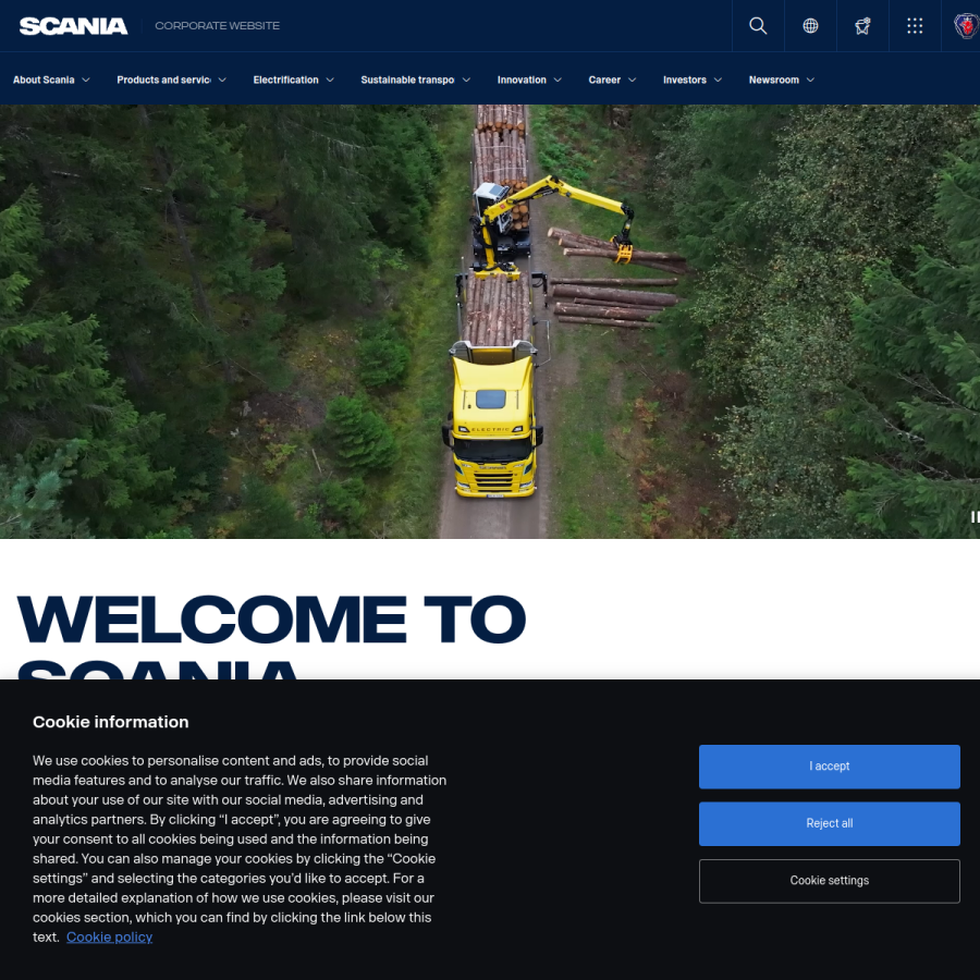scania.com homepage screenshot