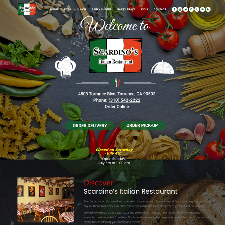scardinos.com homepage screenshot