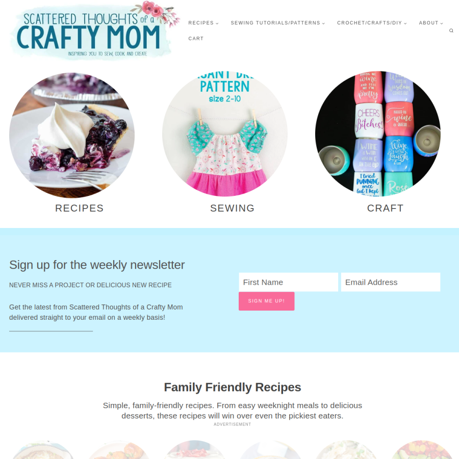 scatteredthoughtsofacraftymom.com homepage screenshot