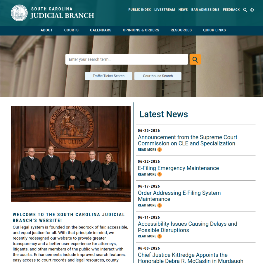 sccourts.org homepage screenshot