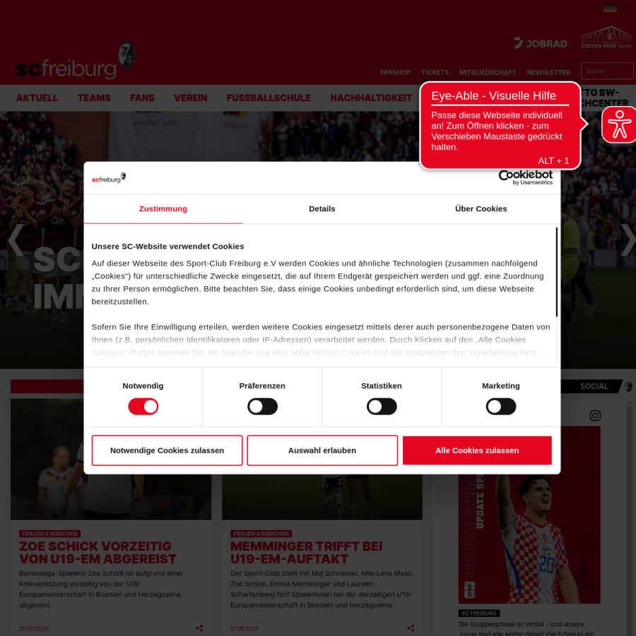 scfreiburg.com homepage screenshot