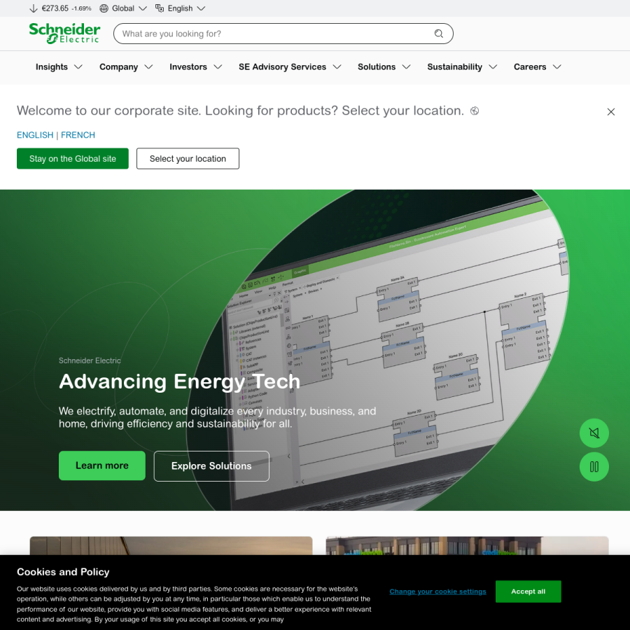 schneider-electric.com homepage screenshot
