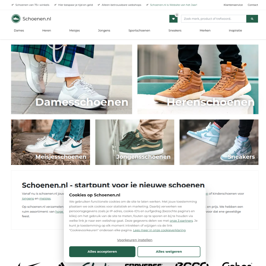 schoenen.nl homepage screenshot