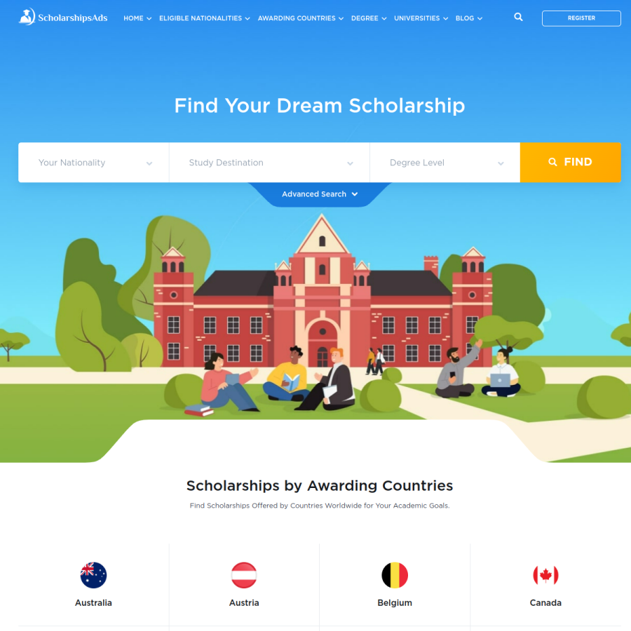 scholarshipsads.com homepage screenshot