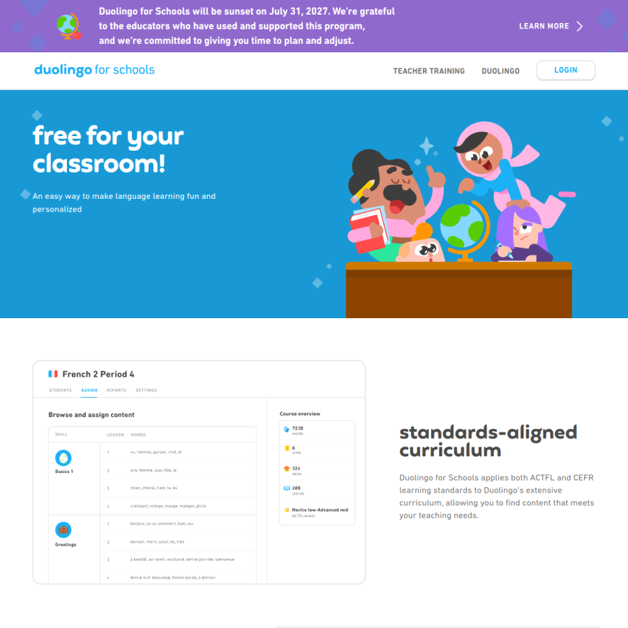 schools.duolingo.com homepage screenshot