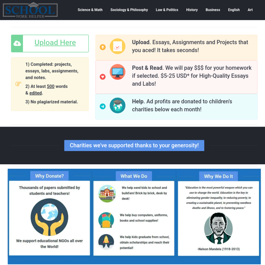 schoolworkhelper.net homepage screenshot