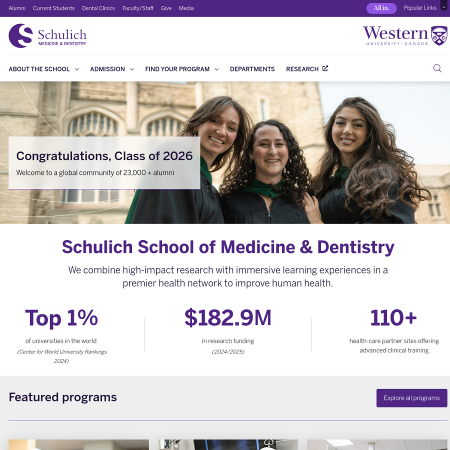 schulich.uwo.ca homepage screenshot