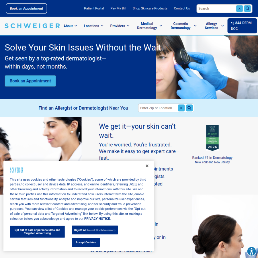 schweigerderm.com homepage screenshot