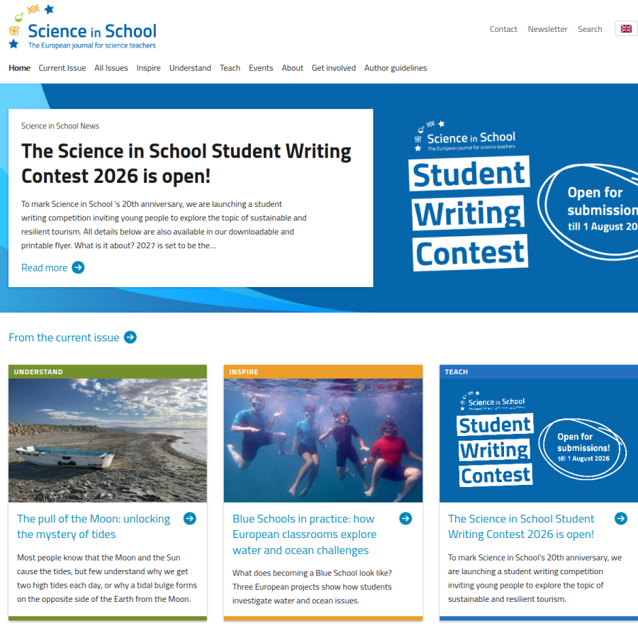 scienceinschool.org homepage screenshot