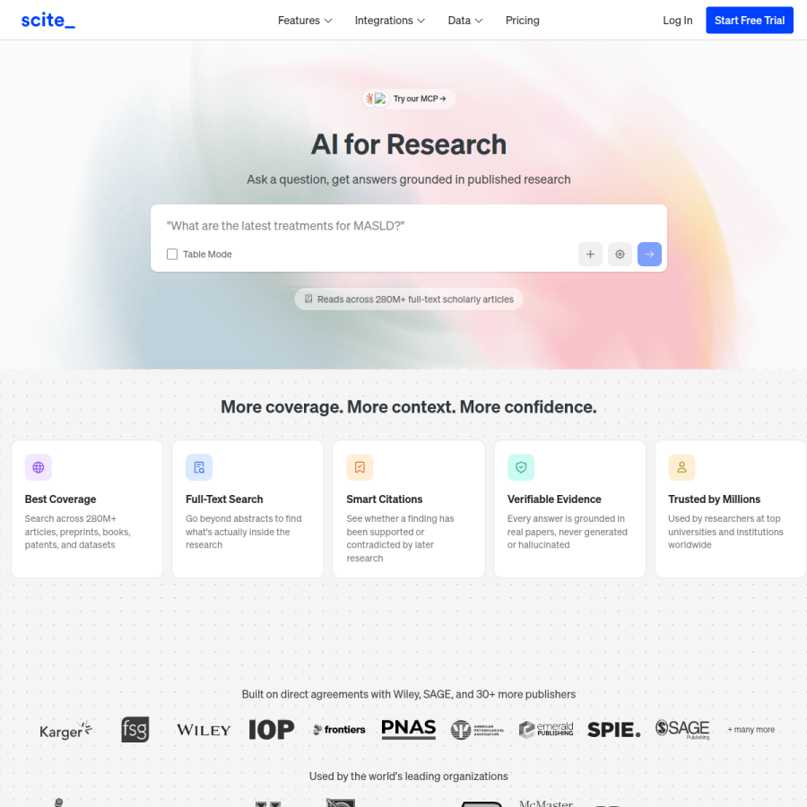 scite.ai homepage screenshot