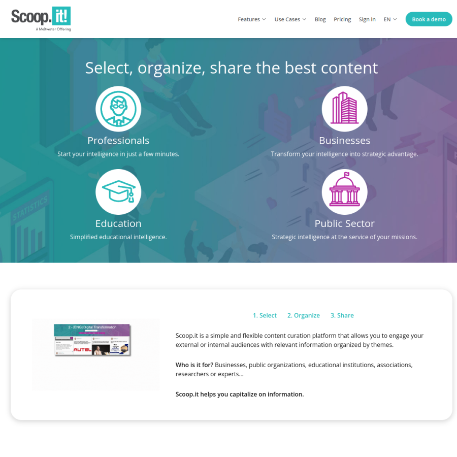 scoop.it homepage screenshot