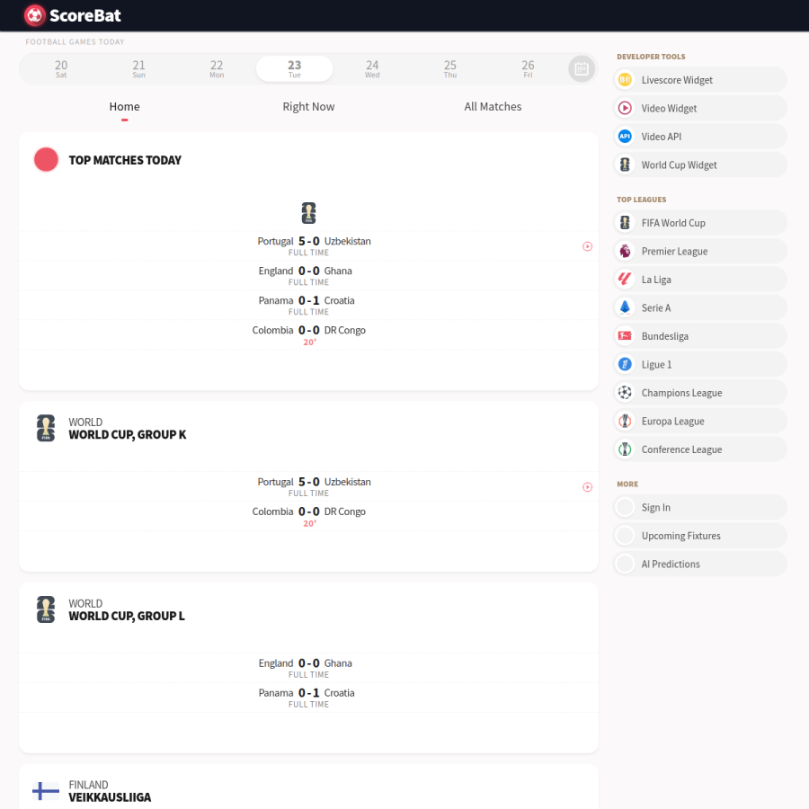 scorebat.com homepage screenshot