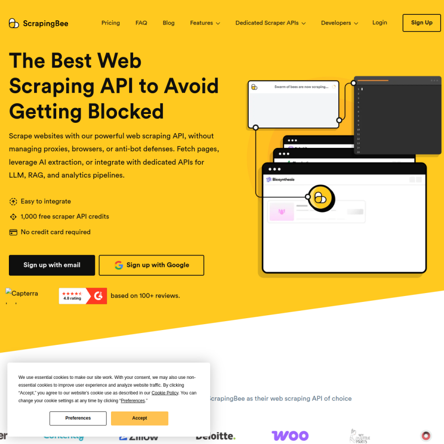 scrapingbee.com homepage screenshot