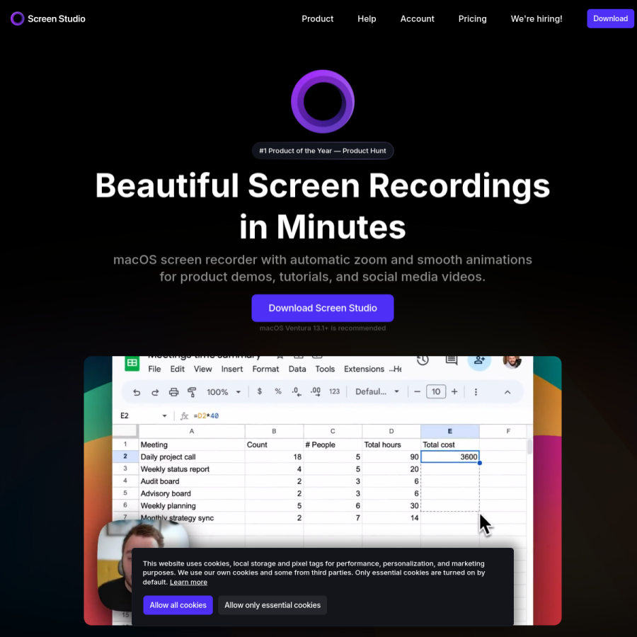 screen.studio homepage screenshot