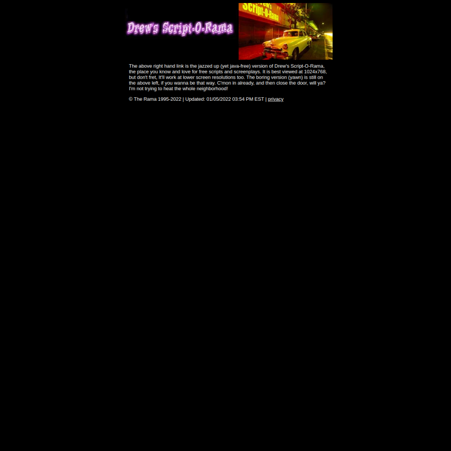 script-o-rama.com homepage screenshot