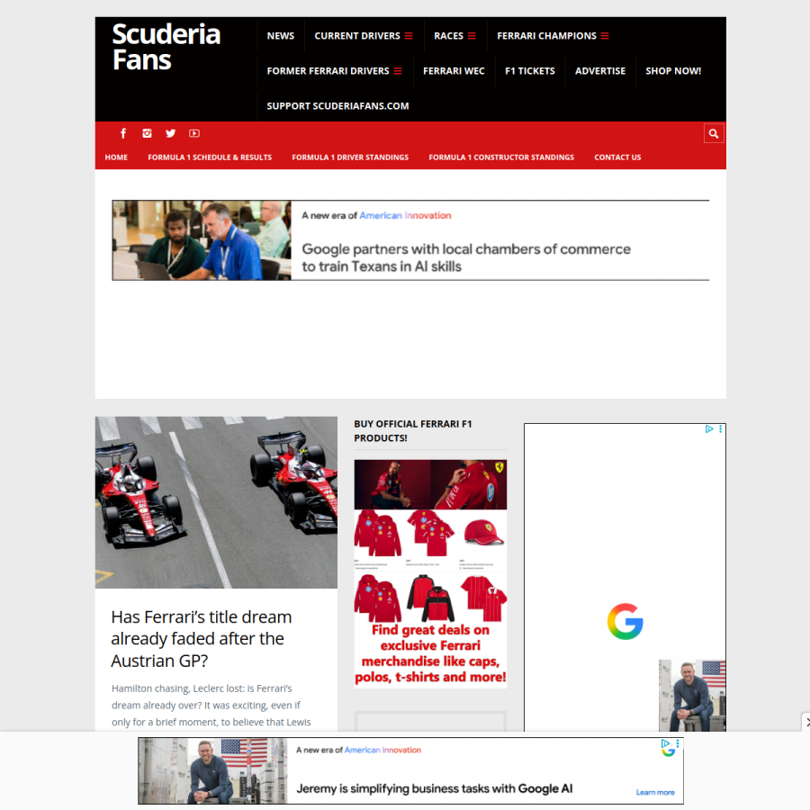 scuderiafans.com homepage screenshot