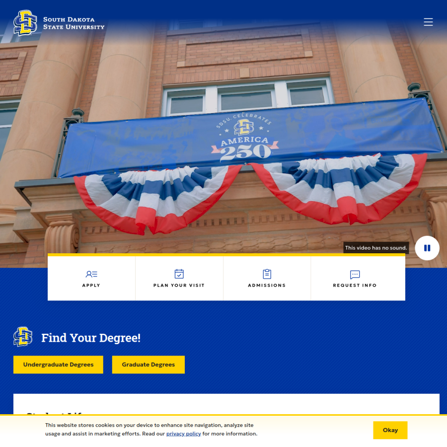 sdstate.edu homepage screenshot