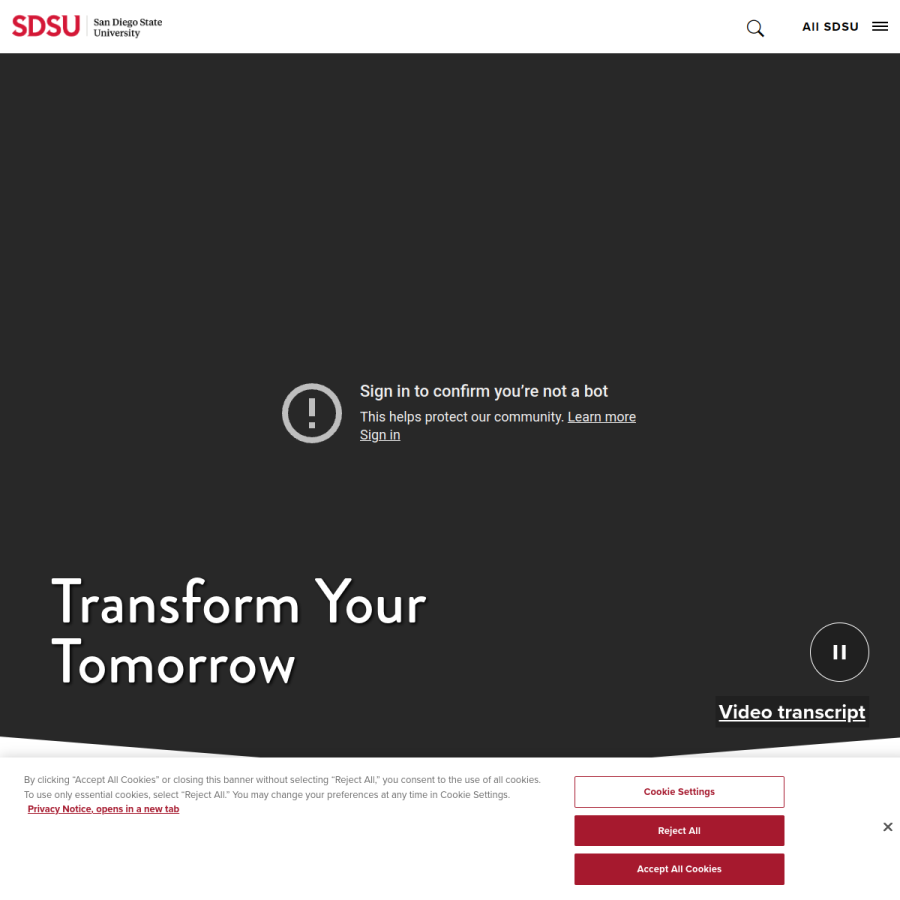 sdsu.edu homepage screenshot
