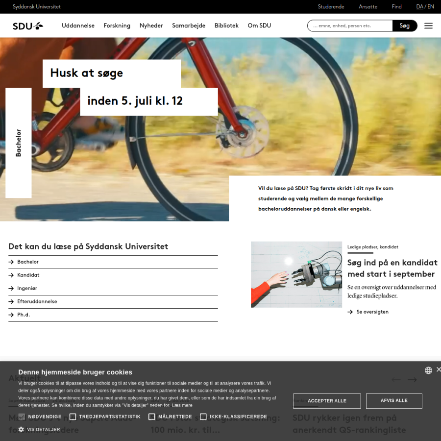 sdu.dk homepage screenshot