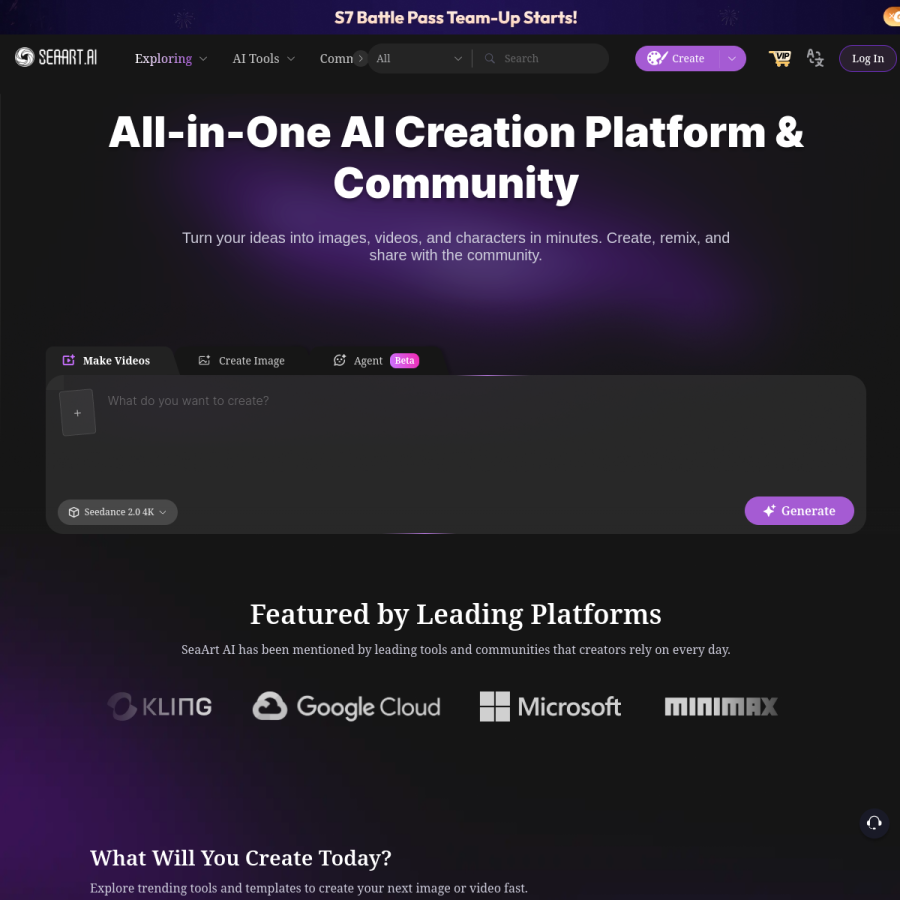 seaart.ai homepage screenshot