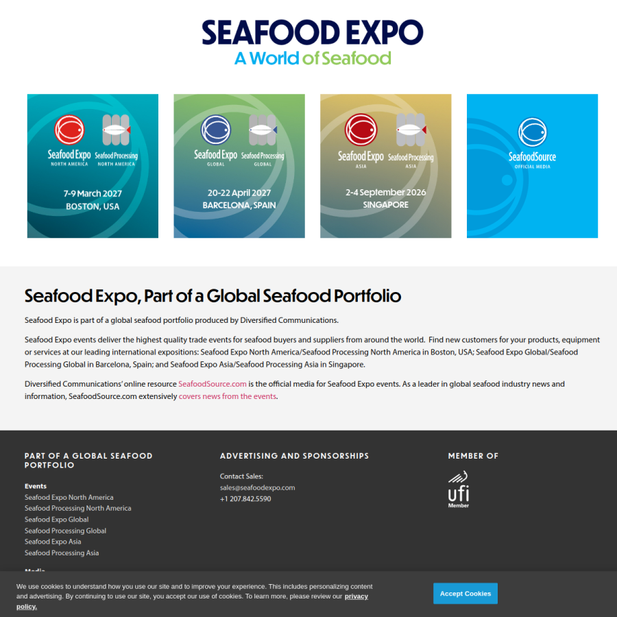 seafoodexpo.com homepage screenshot