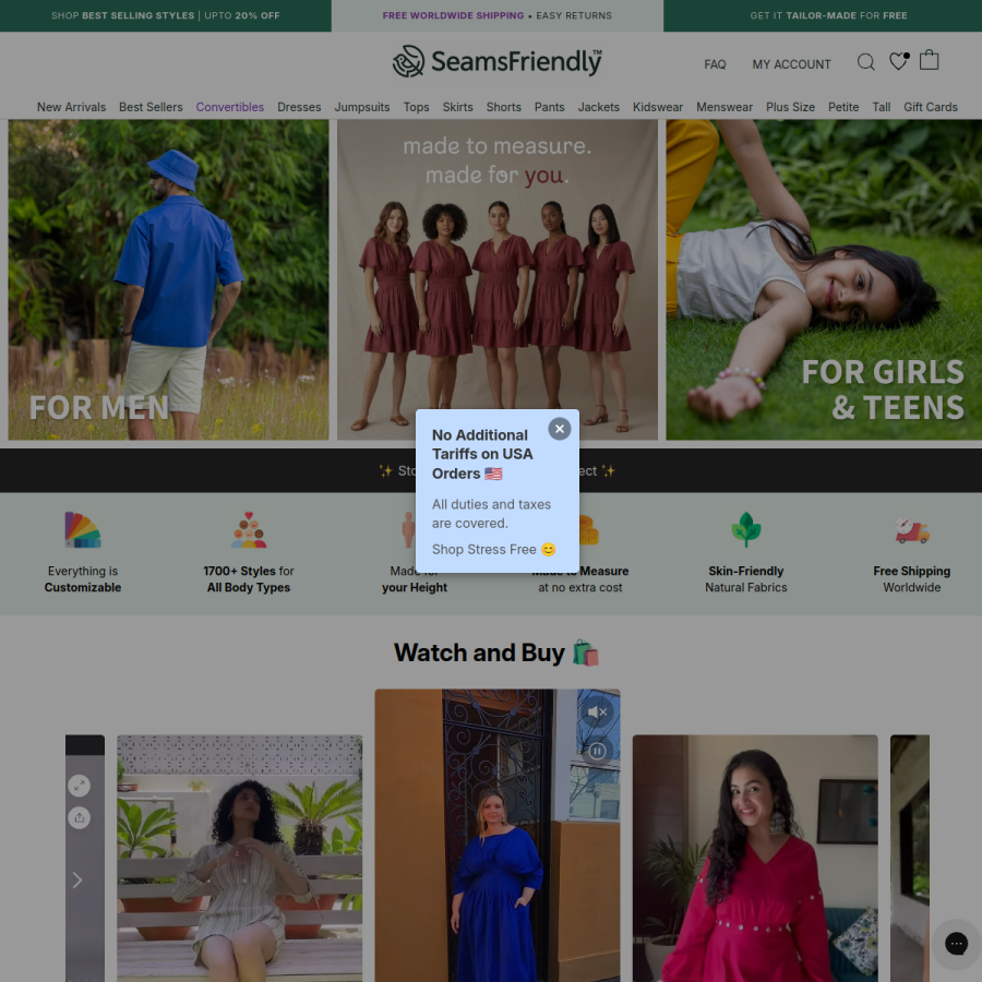 seamsfriendly.com homepage screenshot