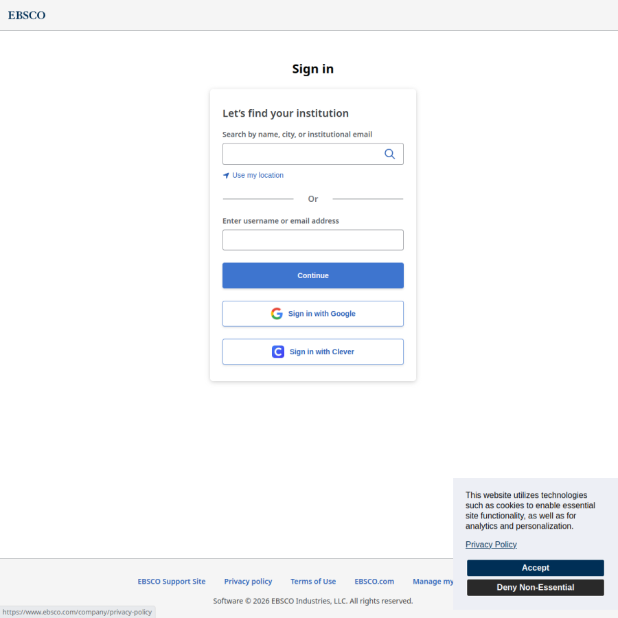 search.ebscohost.com homepage screenshot