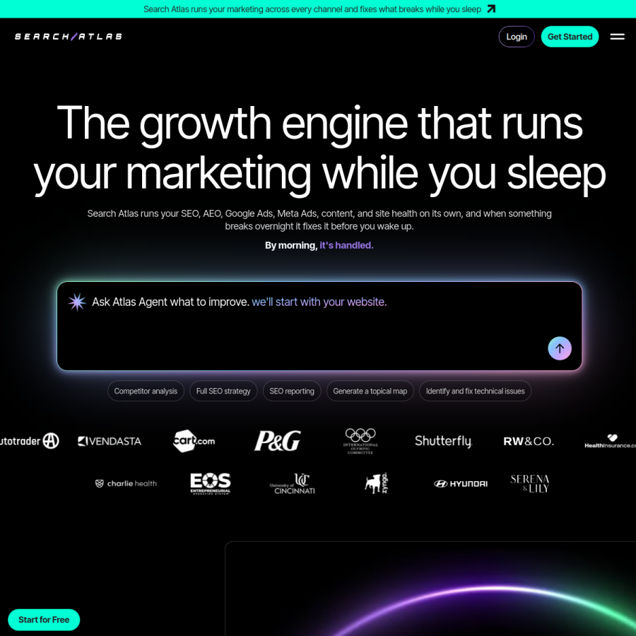 searchatlas.com homepage screenshot