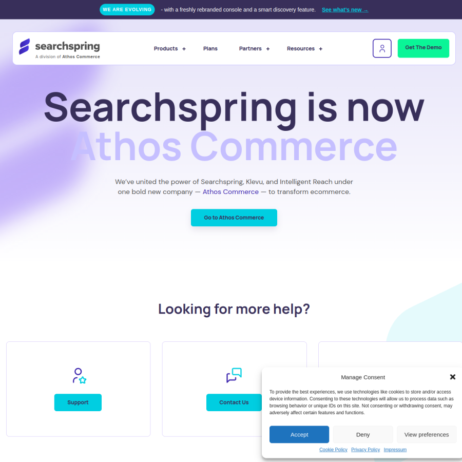 searchspring.com homepage screenshot