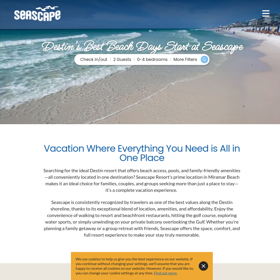 seascape-resort.com homepage screenshot