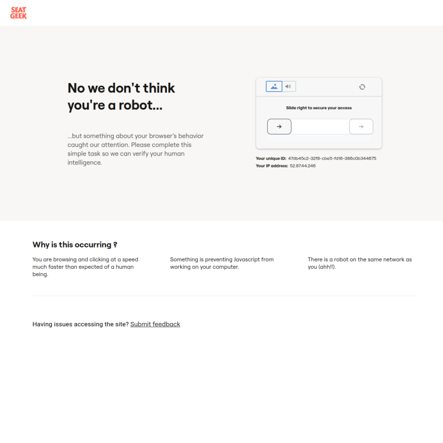seatgeek.com homepage screenshot