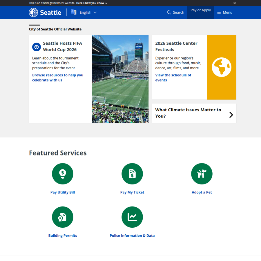 seattle.gov homepage screenshot