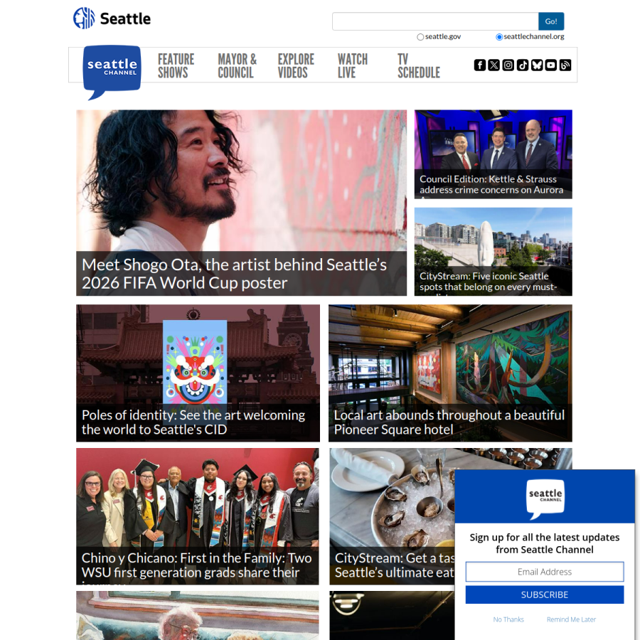 seattlechannel.org homepage screenshot