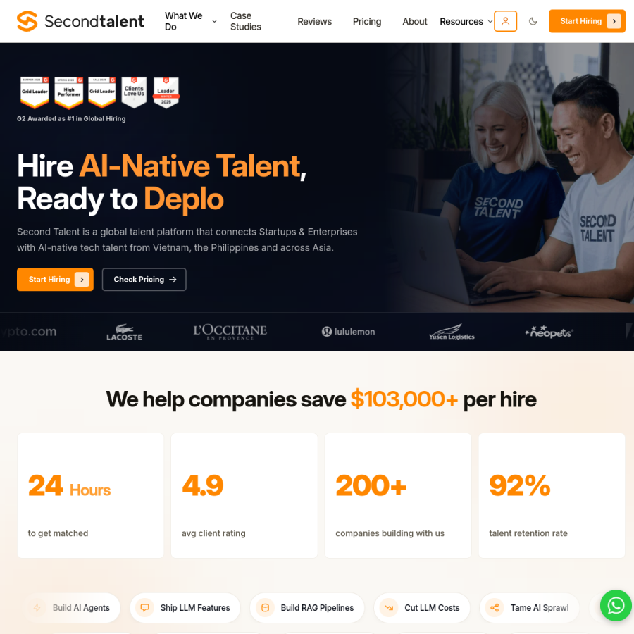 secondtalent.com homepage screenshot