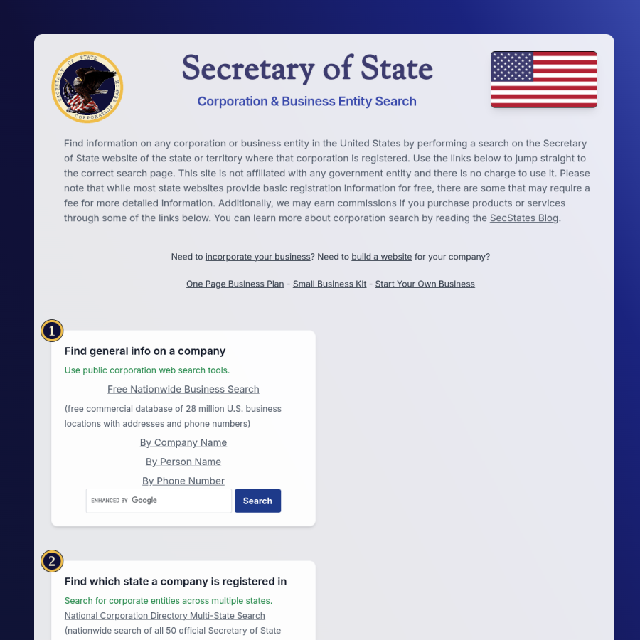 secstates.com homepage screenshot