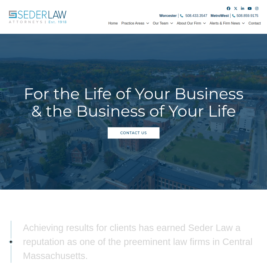 sederlaw.com homepage screenshot