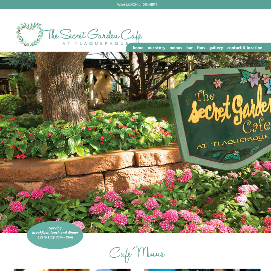 sedonasecretgardencafe.com homepage screenshot