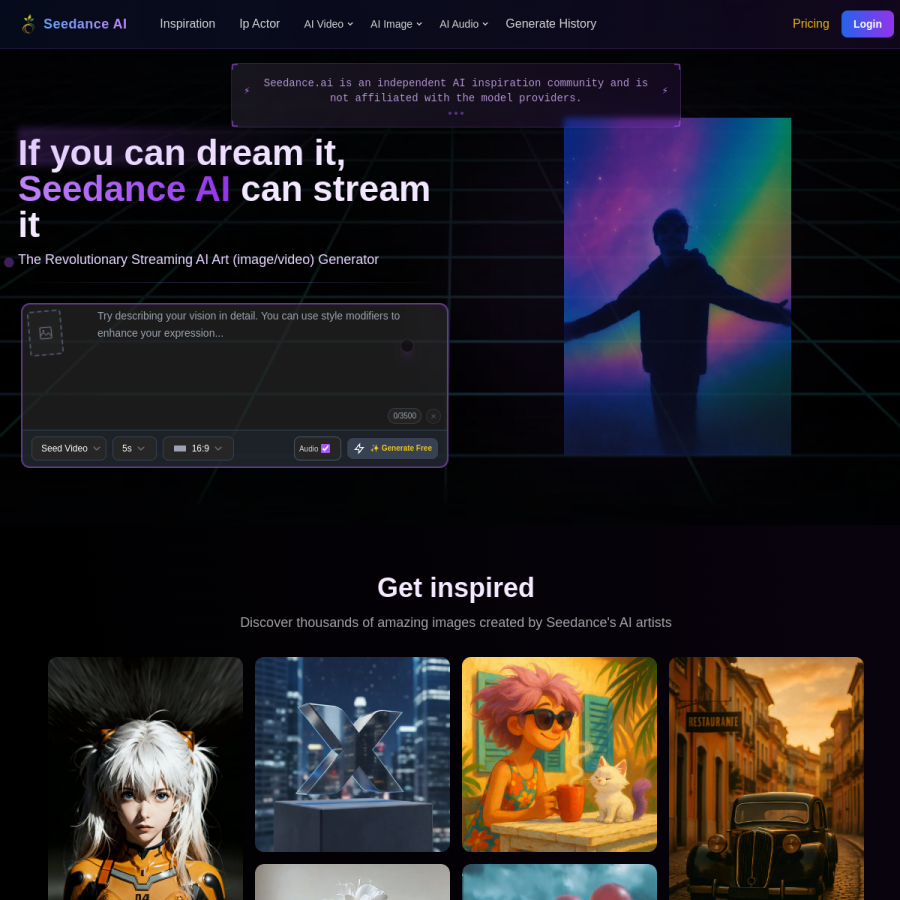 seedance.ai homepage screenshot