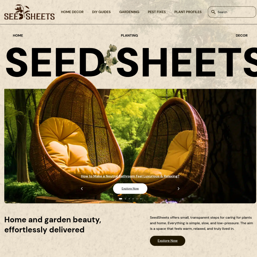 seedsheets.com homepage screenshot