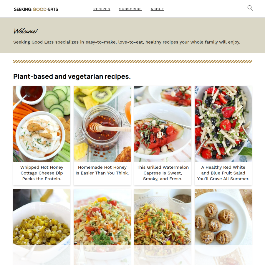 seekinggoodeats.com homepage screenshot