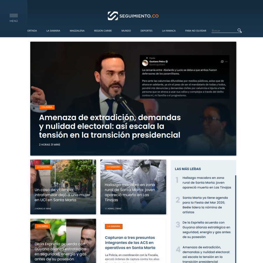 seguimiento.co homepage screenshot