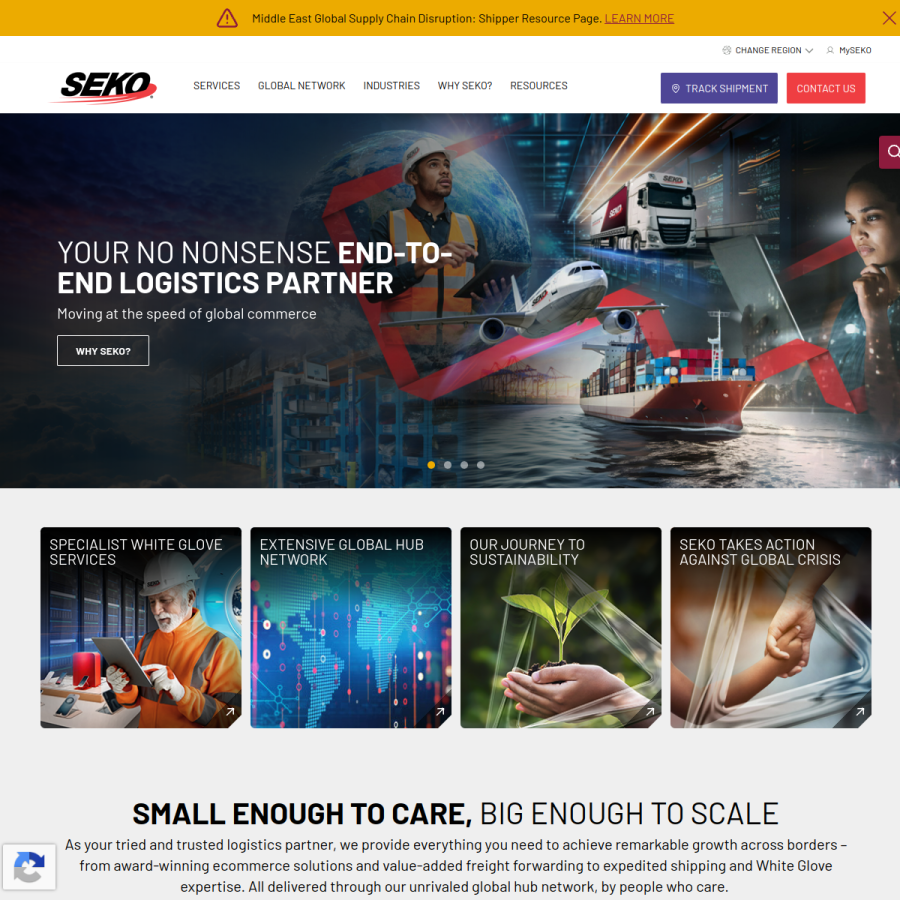 sekologistics.com homepage screenshot