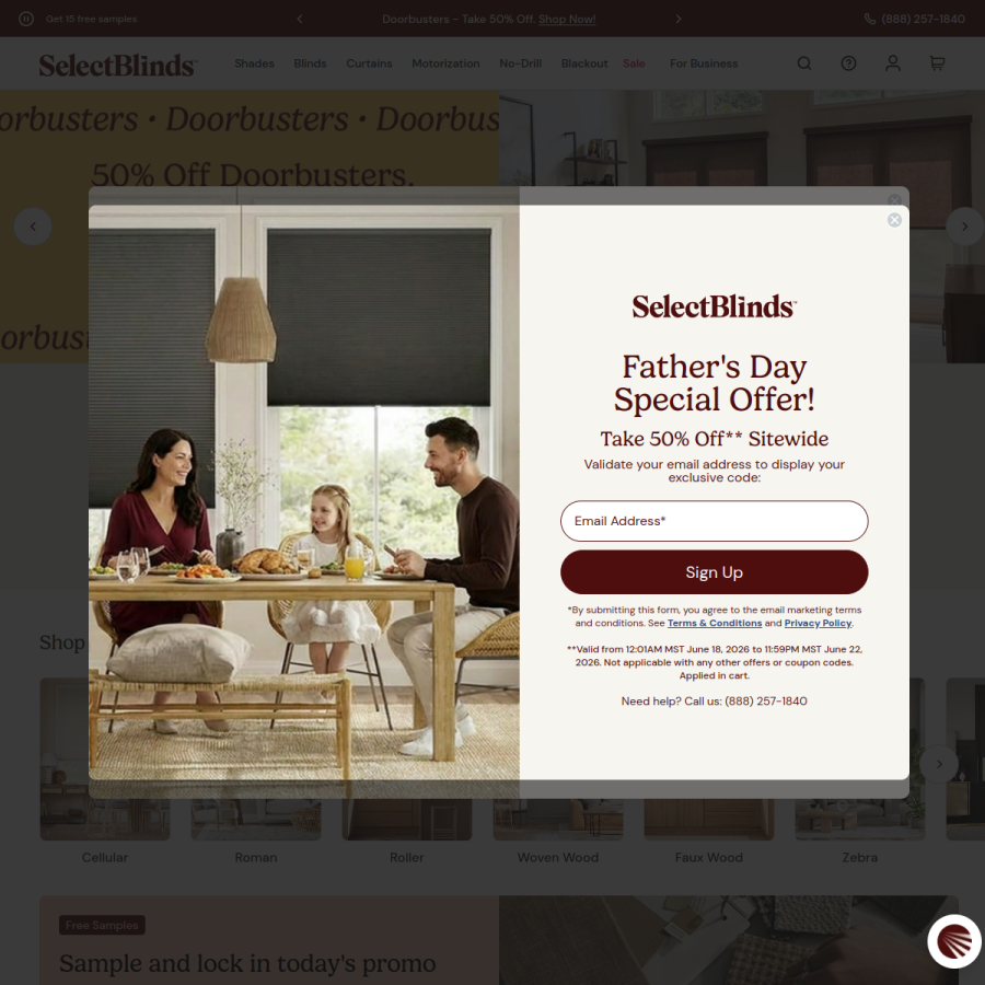 selectblinds.com homepage screenshot