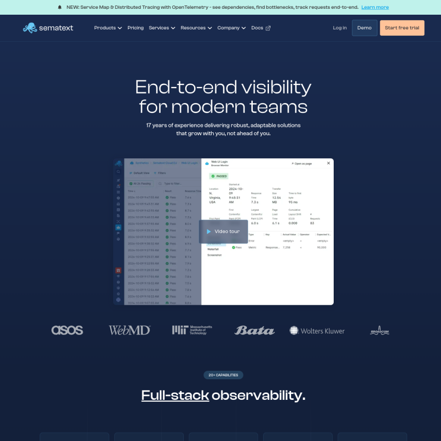 sematext.com homepage screenshot